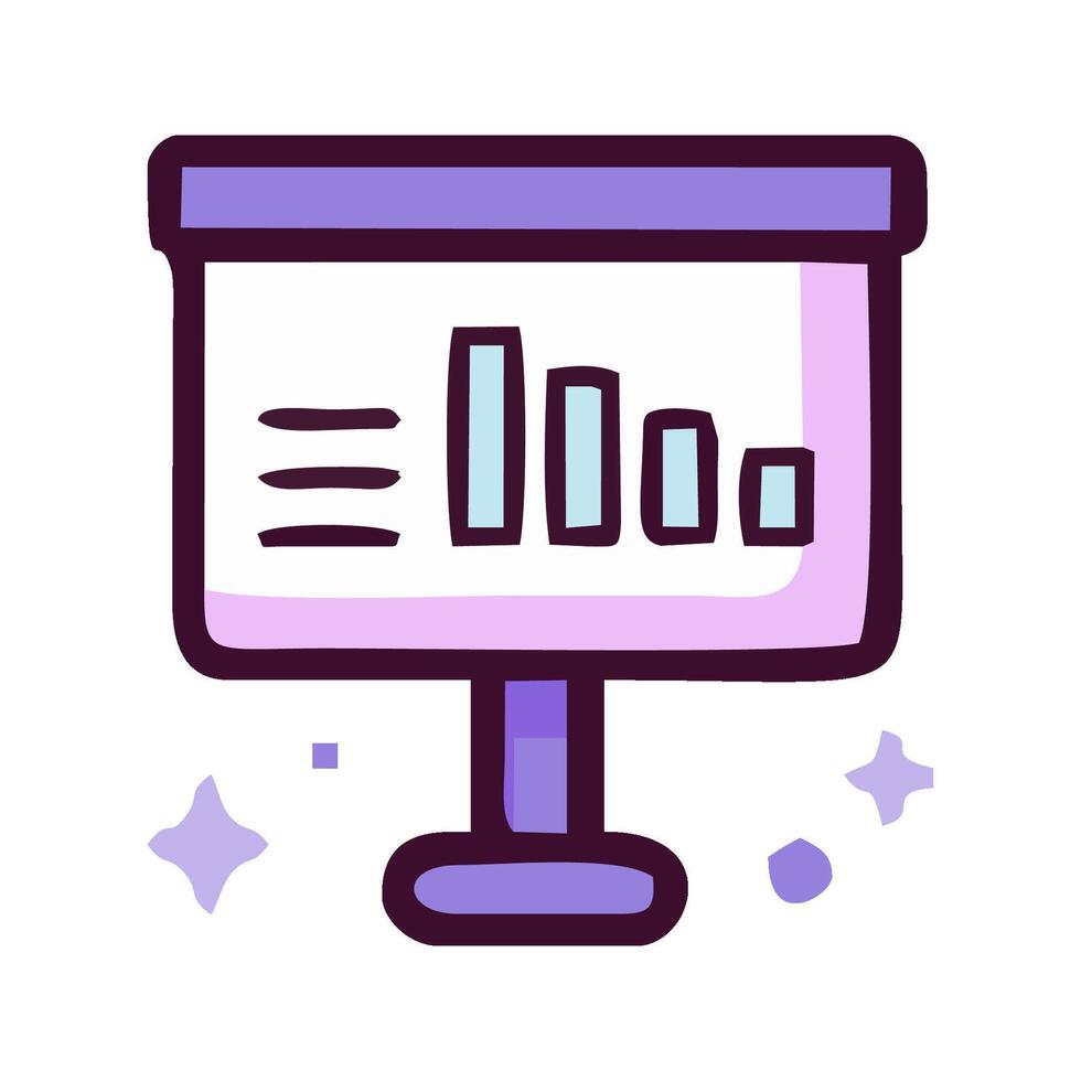 a monitor with a bar chart on it vector