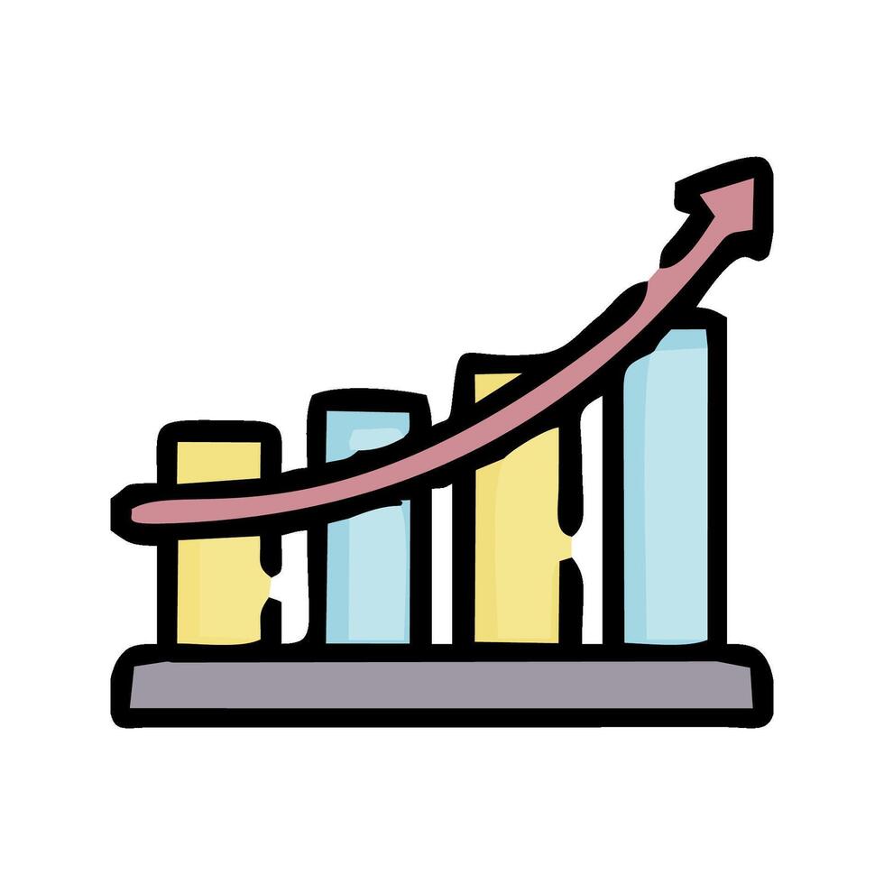 a graph chart with an arrow going up vector