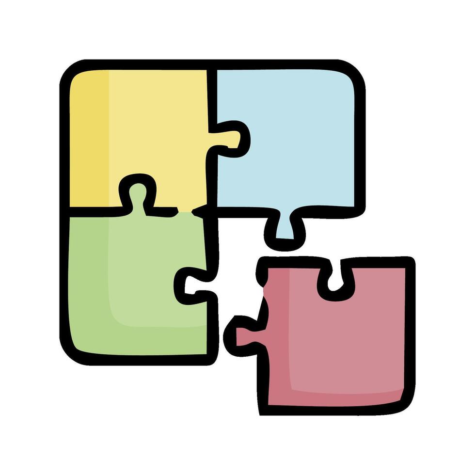 a puzzle piece with four pieces in different colors vector