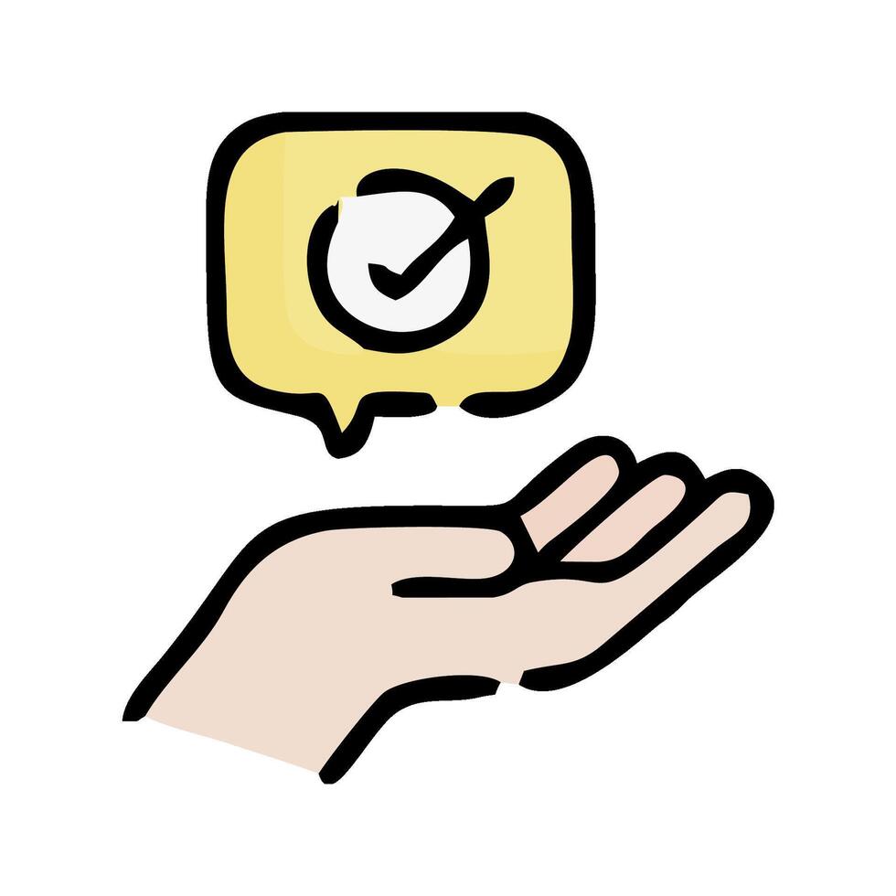 hand with check mark icon illustration design vector