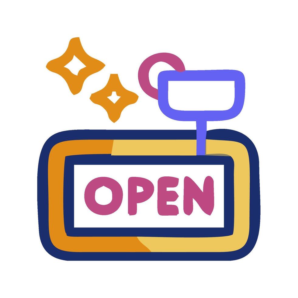 open sign with a button and a star vector