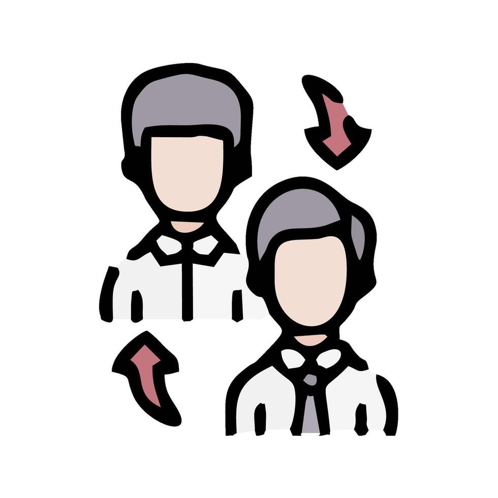 two men with ties and arrows pointing to them vector