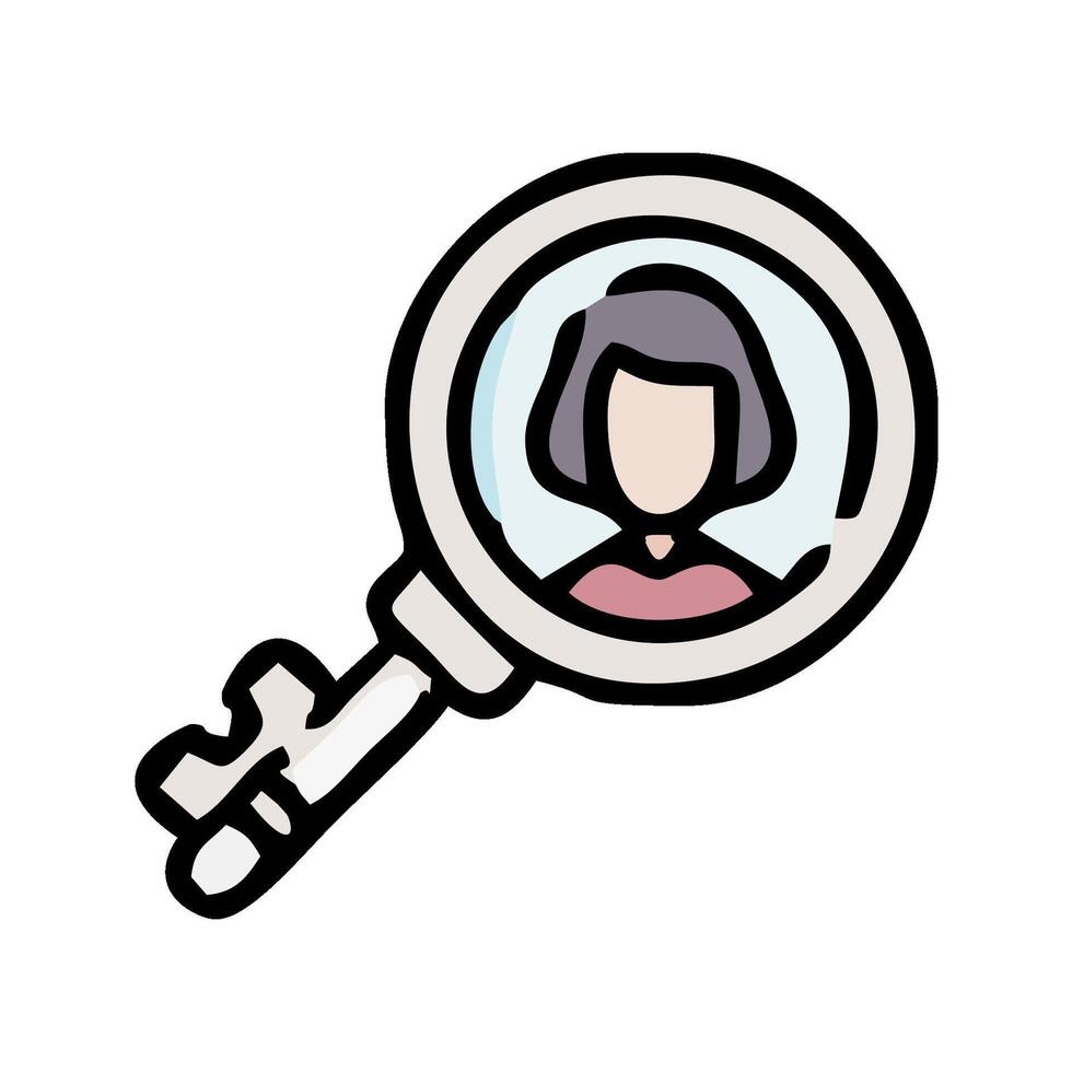 a magnifying glass with a woman inside vector