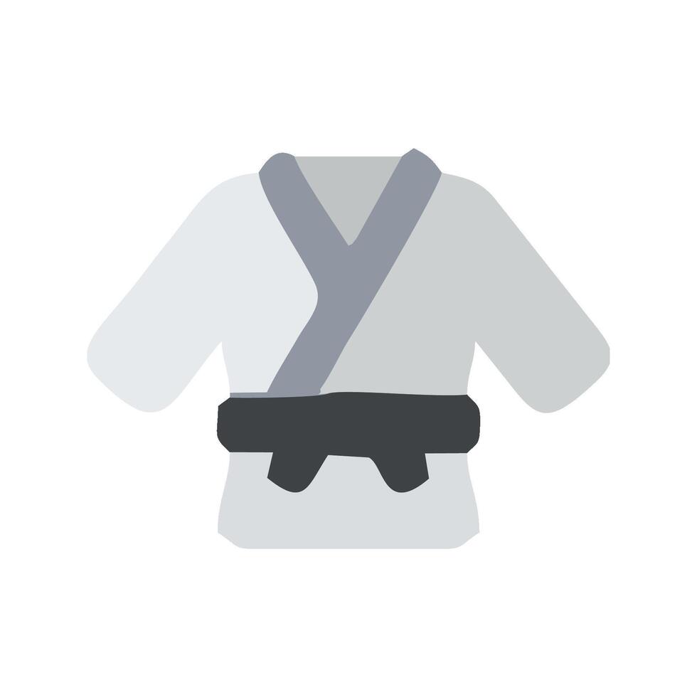 a white karate uniform with a black belt vector