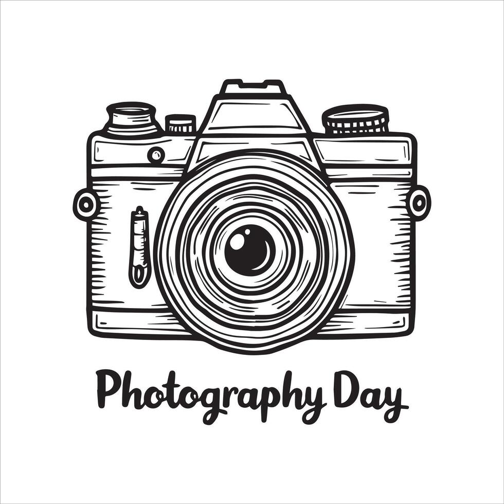 Camera illustration for Happy Photography Day vector