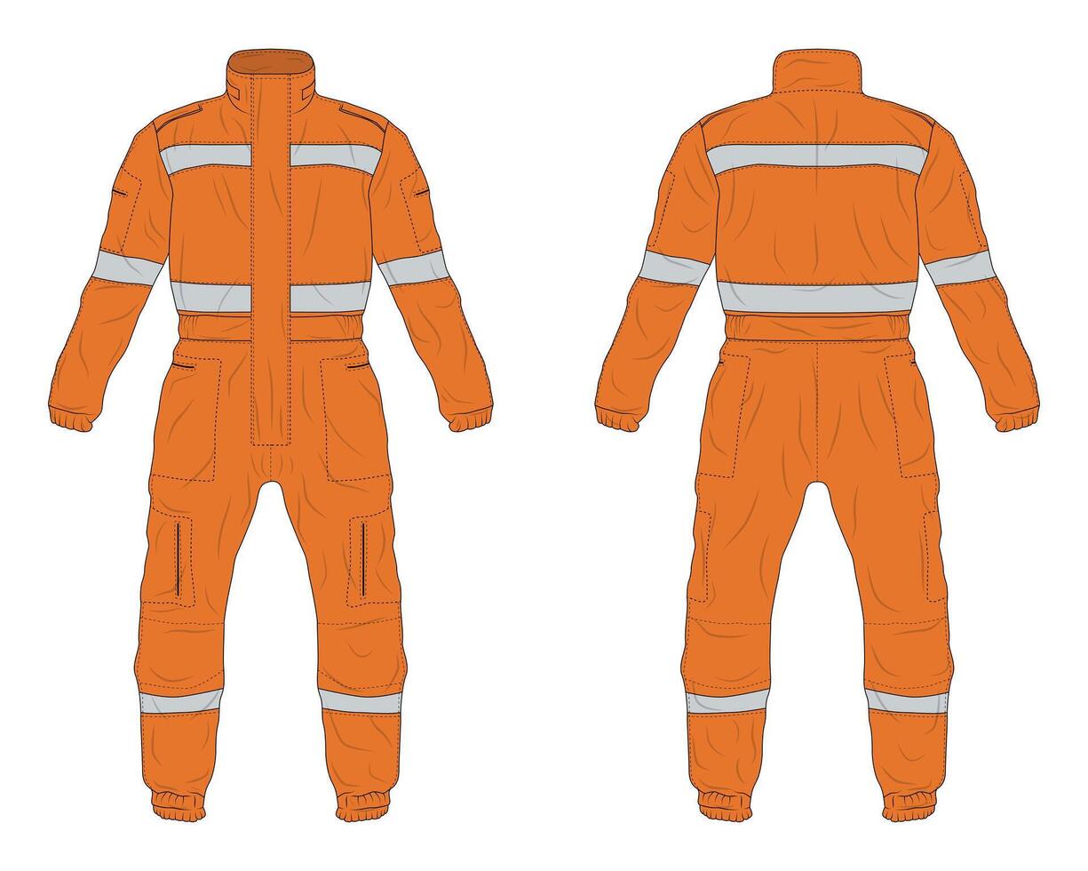 Overall work safety clothing mockup vector