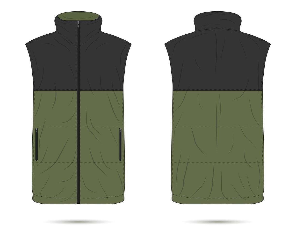 Modern vest mockup front and back view vector