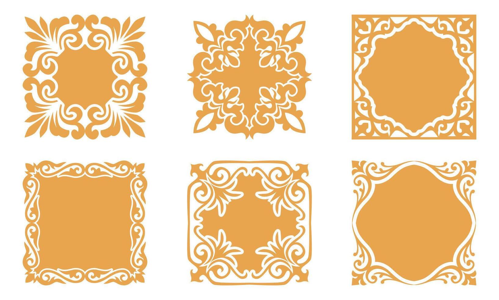 Collection of gold abstract vintage engraved ornaments vector