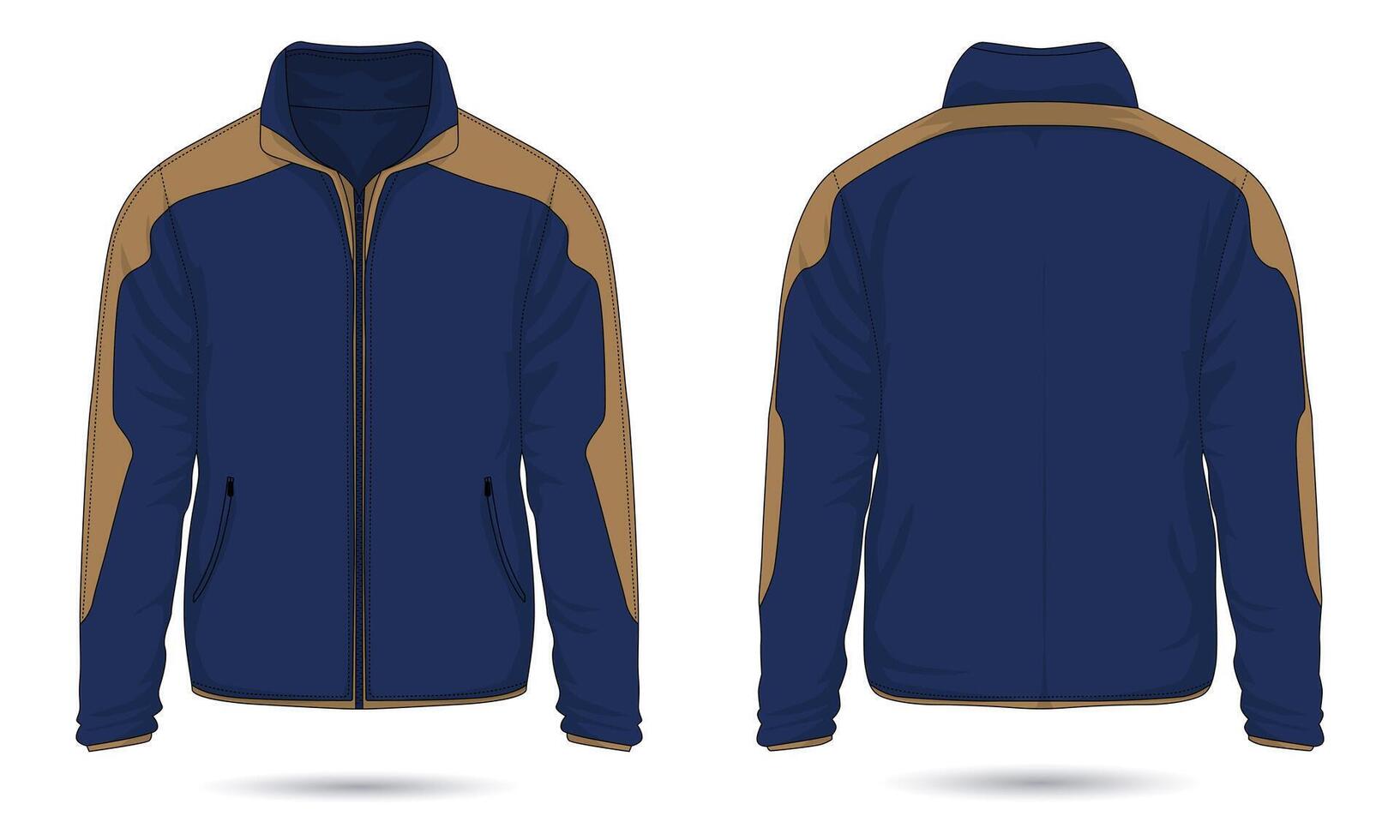 Modern zipper jacket mockup front and back view vector