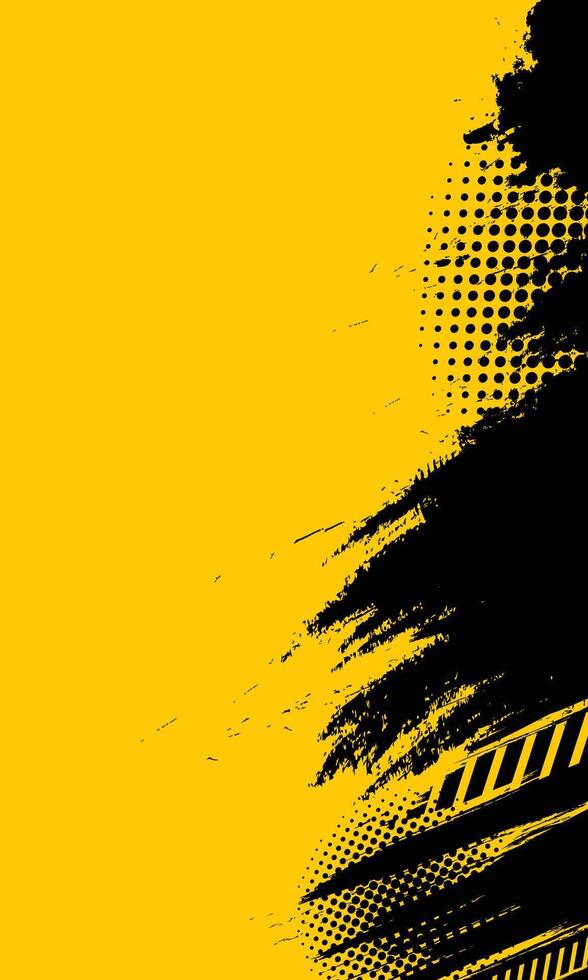 Black and yellow abstract grunge brush strokes wallpaper vector
