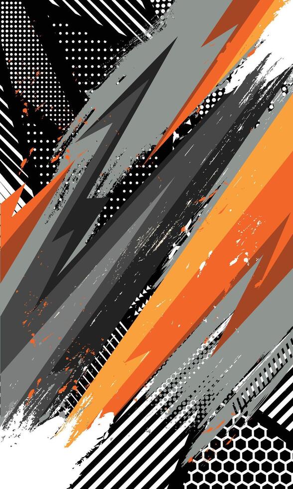 Modern wallpaper of racing geometric stripes with abstract grunge brush strokes vector