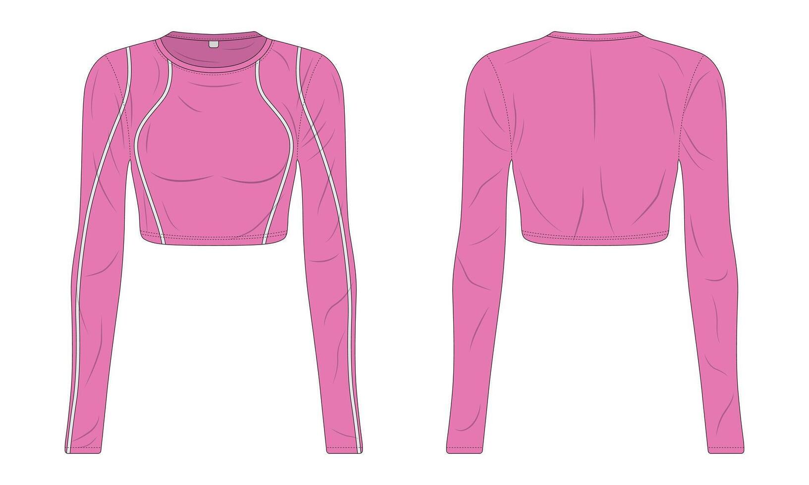 Pink women's sportswear mockup front and back view vector