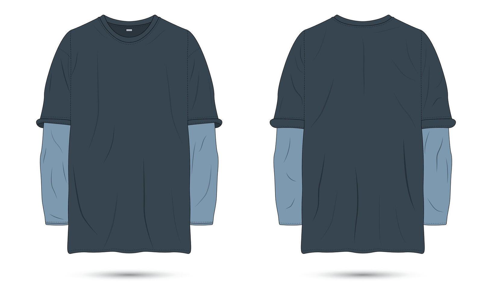 Mockup casual t-shirt for young people front and back view vector