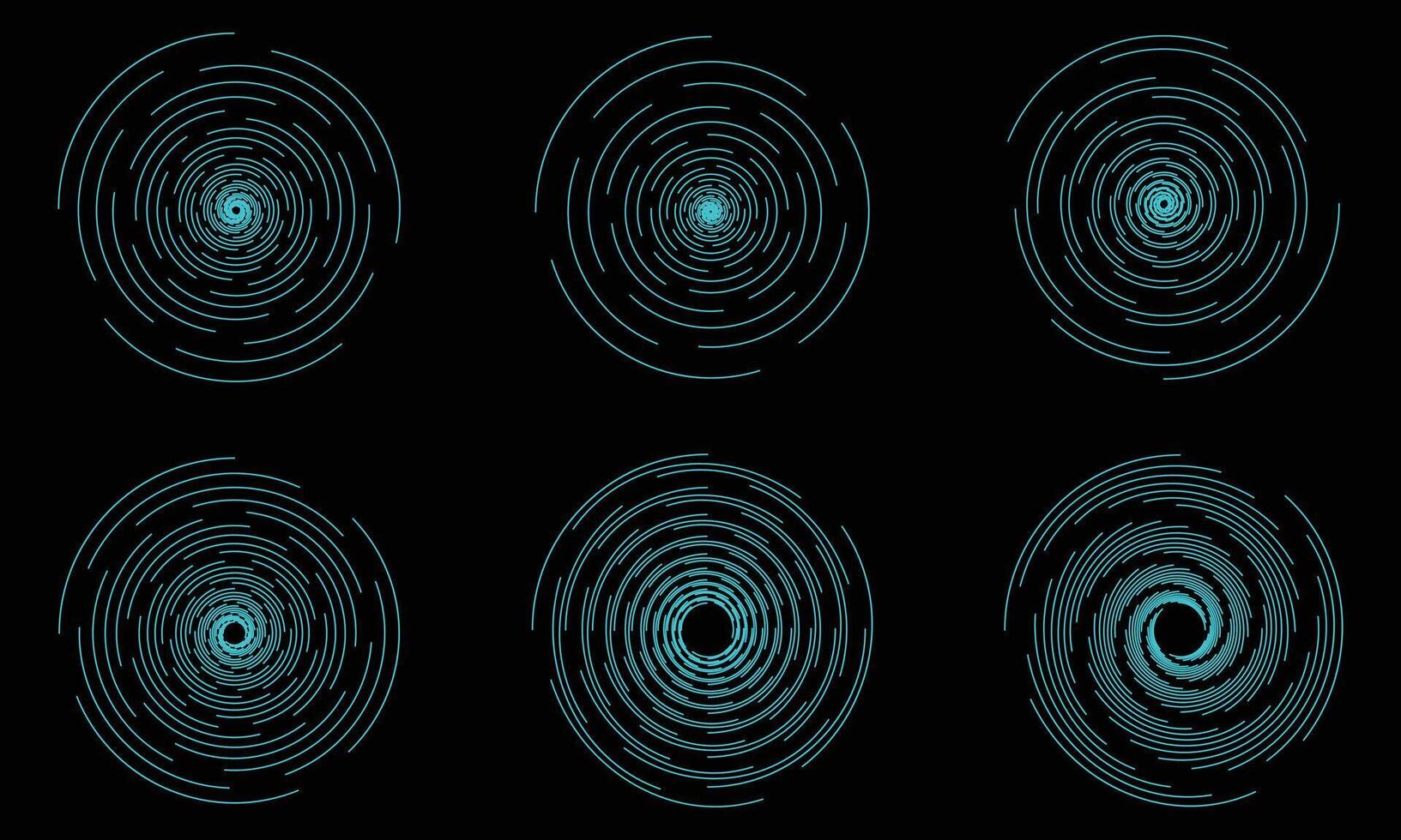 Set of abstract swirl circle geometric lines vector