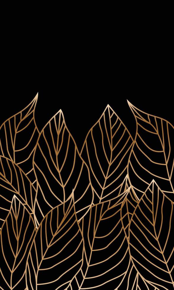 Luxury abstract gold leaves wallpaper vector