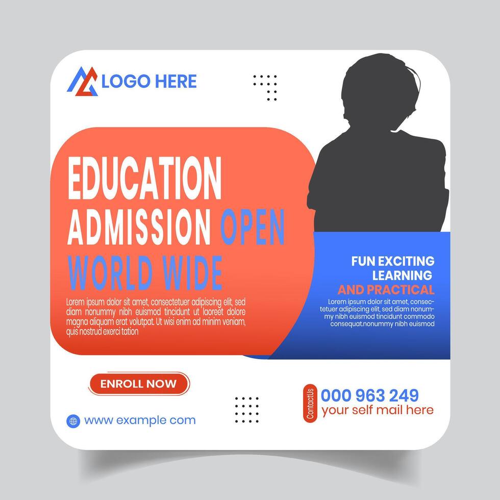Kids School Social Media Post Design Layout vector