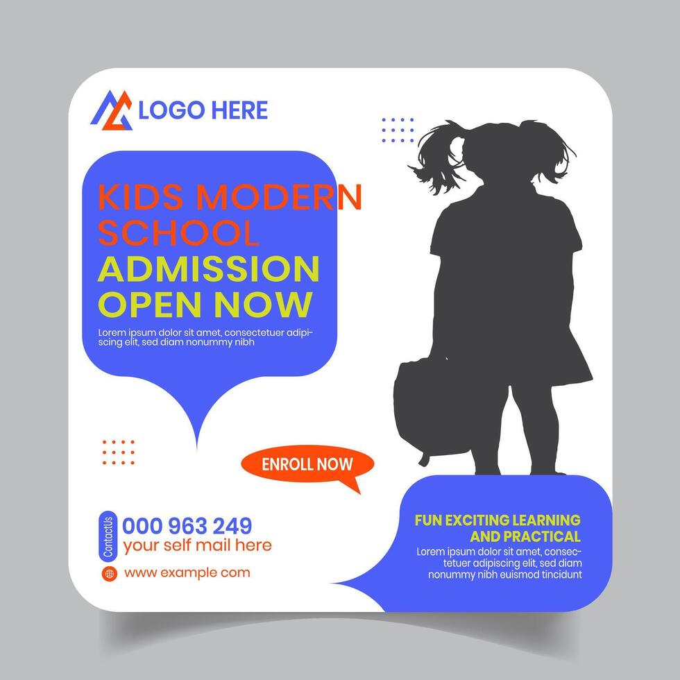 Creative Study Admission Social Media Post Design Template vector