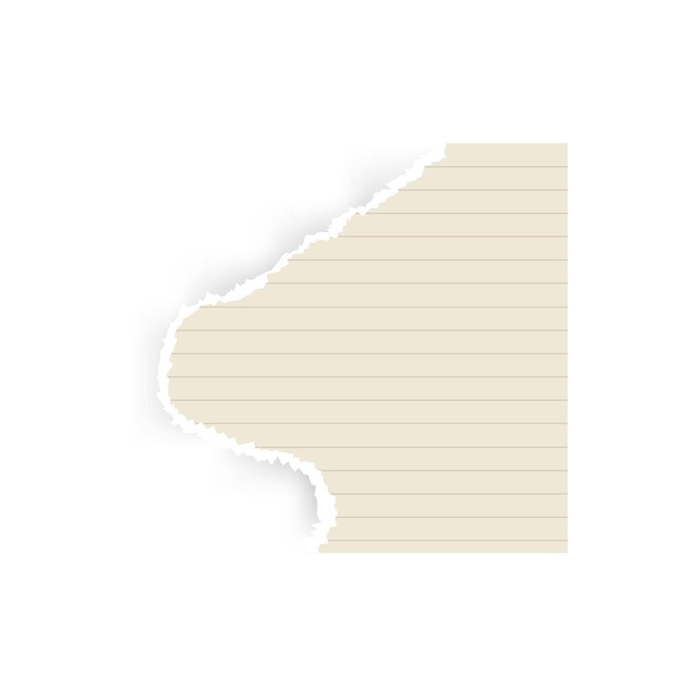 sheet of yellow striped paper with a torn edge on the left, for scrapbooking, notes, stickers, decoration, background. a sheet in a ruler vector