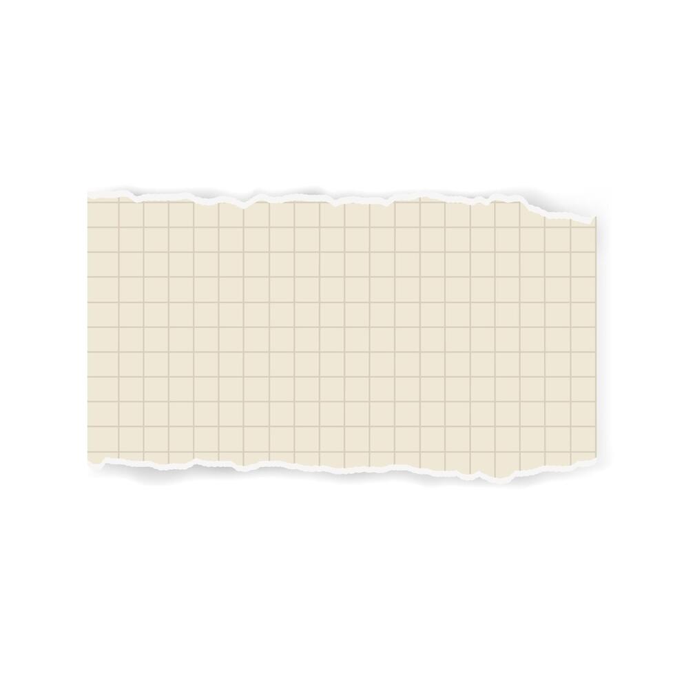 yellow checkered notebook sheet with torn edges, for scrapbooking, notes, stickers, decoration, background vector