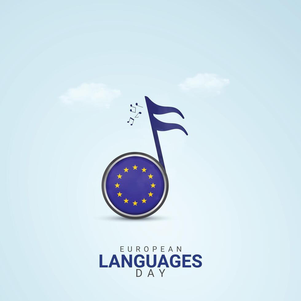 European Languages Day creative ads design. flag and Letter isolated on Poster for background. Languages Poster, , 3d, illustration, Sep 26. Important day, Holiday concept. vector
