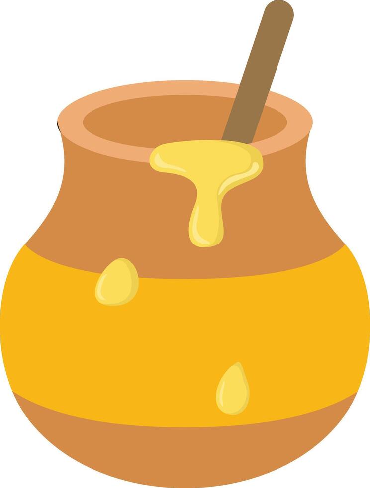 Honey spilling from pot Illustration vector