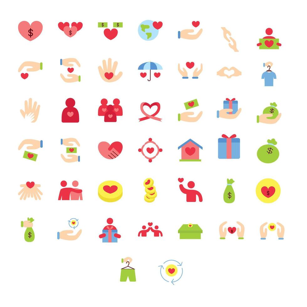 Flat Icon Charity Donation Collection vector