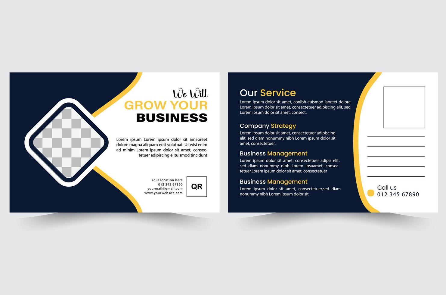 Corporate business post card template design vector