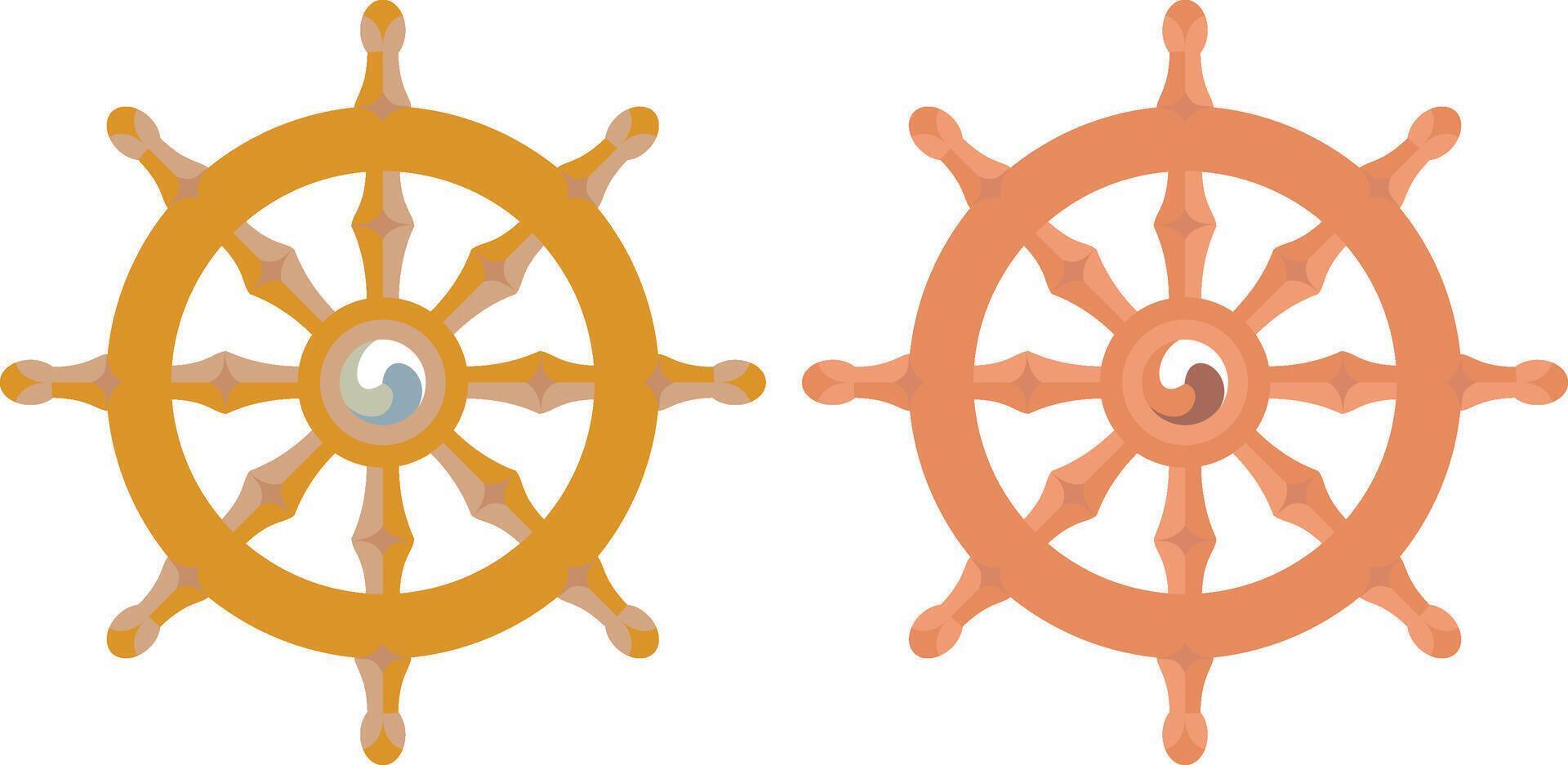 Wheel of Dharma symbol. Dharmachakra used in Hindu, budhha, buddhism religion of modern India vector
