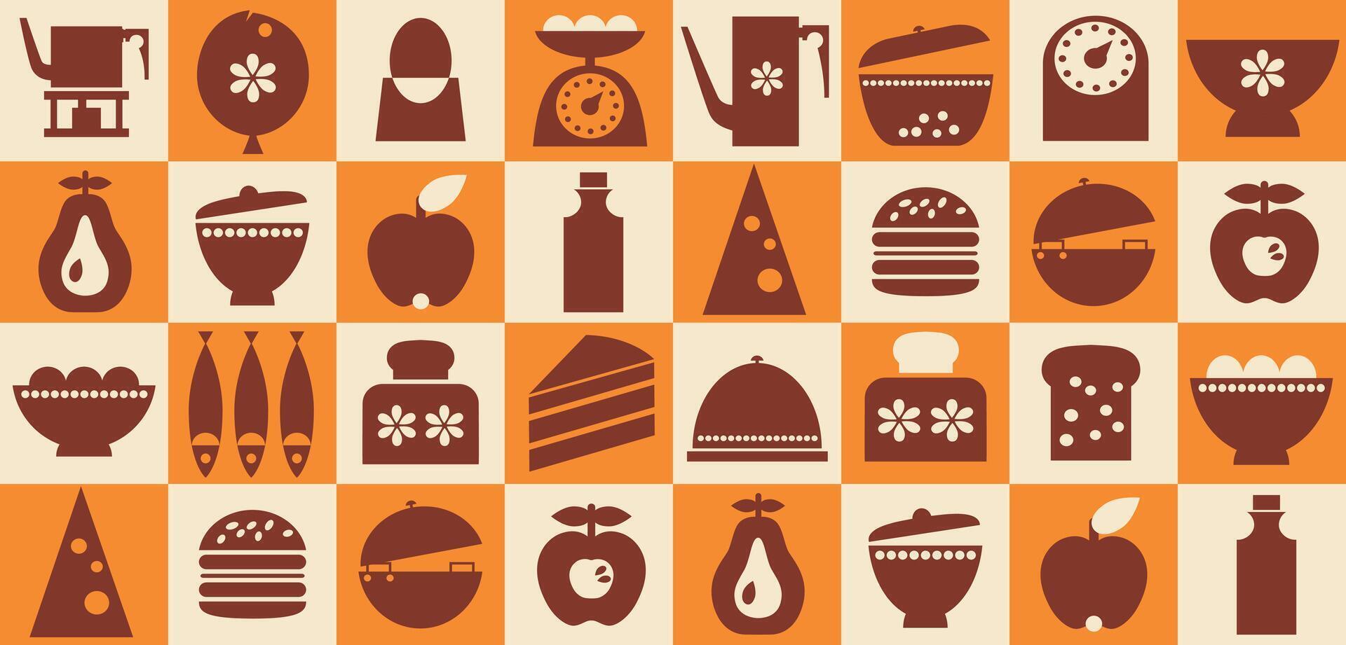 Kitchen Tool and Food Theme Minimalist Print vector