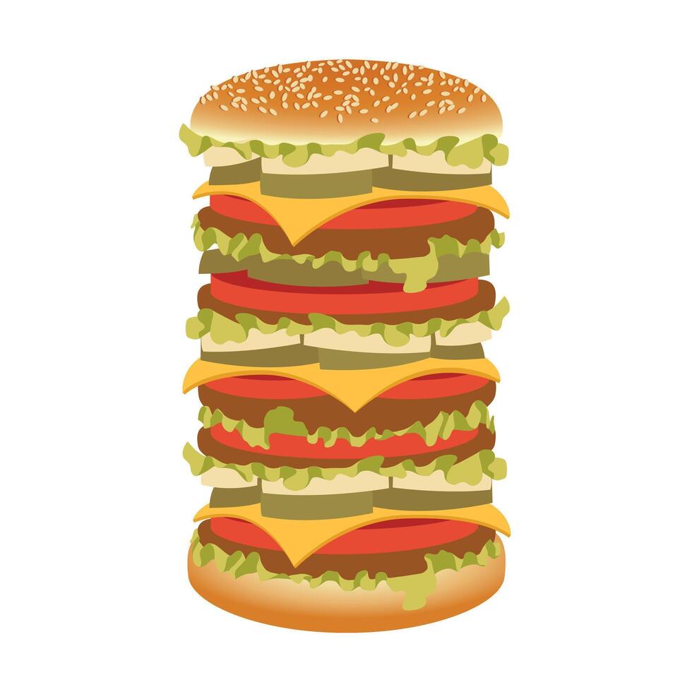 Big Mac Fast Food, Hamburger Mid-Century Modern Illustration for Restaurant Menu vector