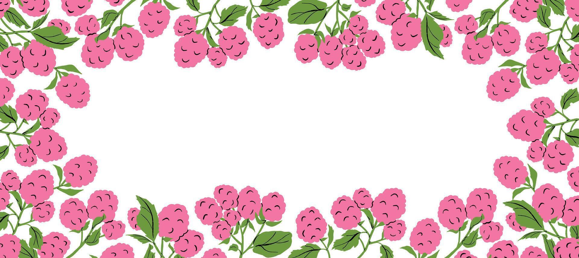 Raspberry Frame Cartoon Colored Illustration Background vector