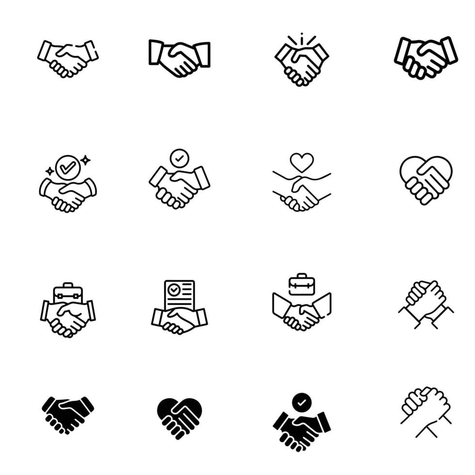 Handshake icon pack vector