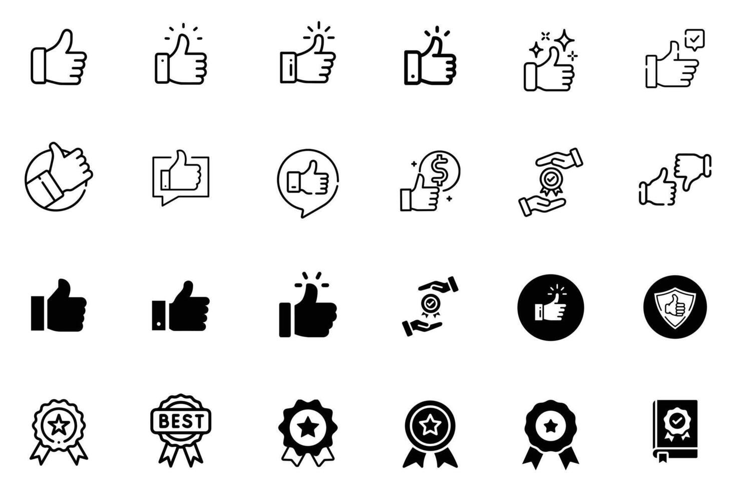 Thumbs-up icon and icon pack vector