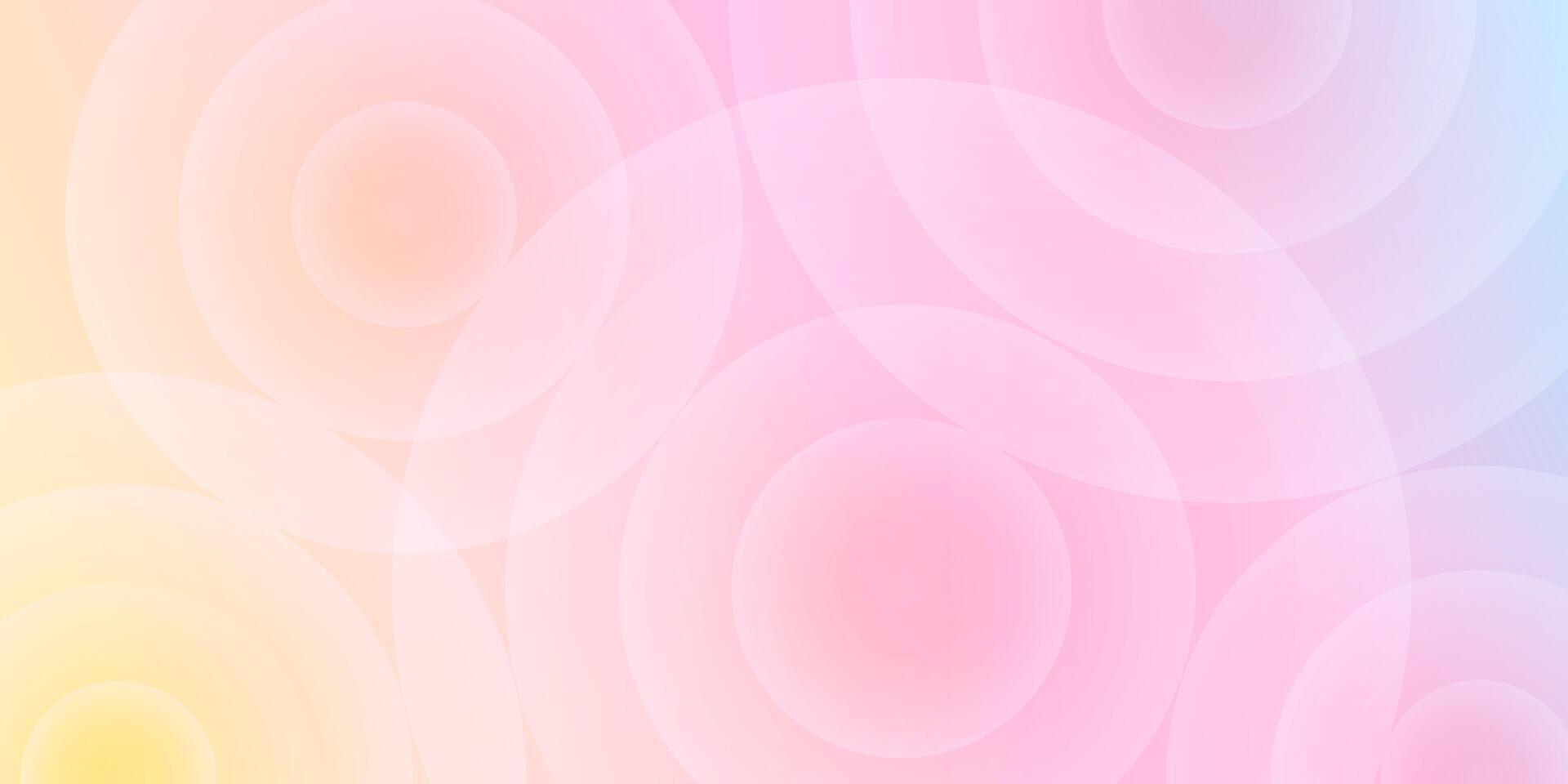 Banner trendy geometric minimalistic background. Pastel rainbow colorful gradation with transparent circle elements. illustration. vector