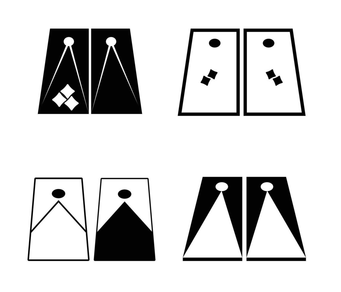 Cornhole Boards Clip Art Illustration Most Bigest Bundle Set, Unique Sport Cornhole colourful Isolated outline, Cornhole Black Color And White Backgroun vector