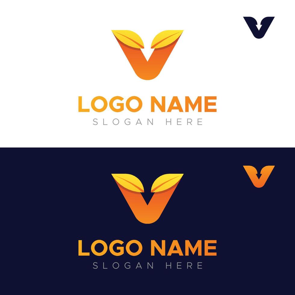 A logo design for a company with an orange and yellow leaf vector