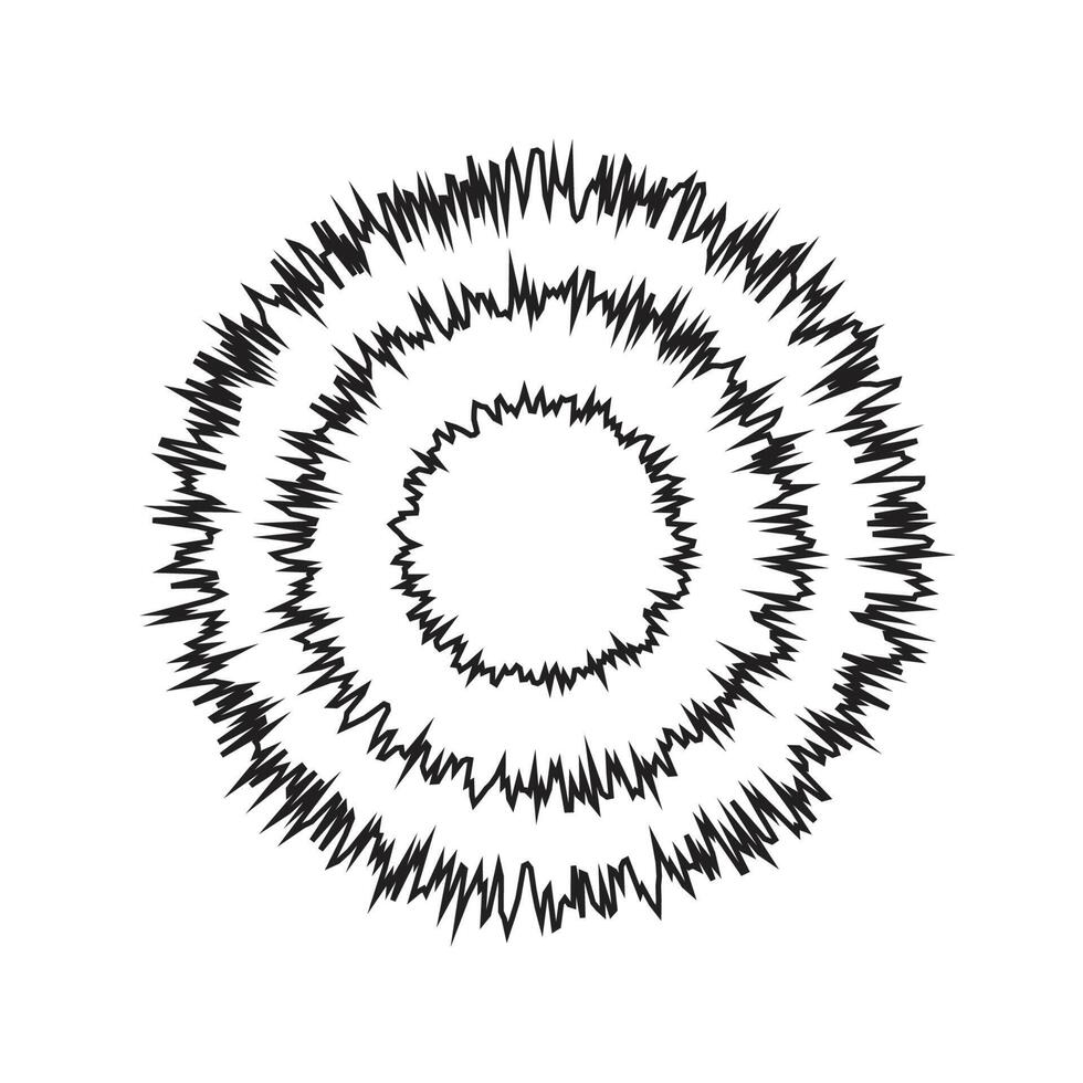 A black and white drawing of a circle with a wave pattern vector