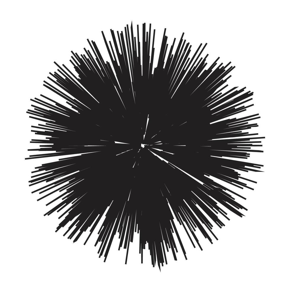 A black and white drawing of a starburst vector