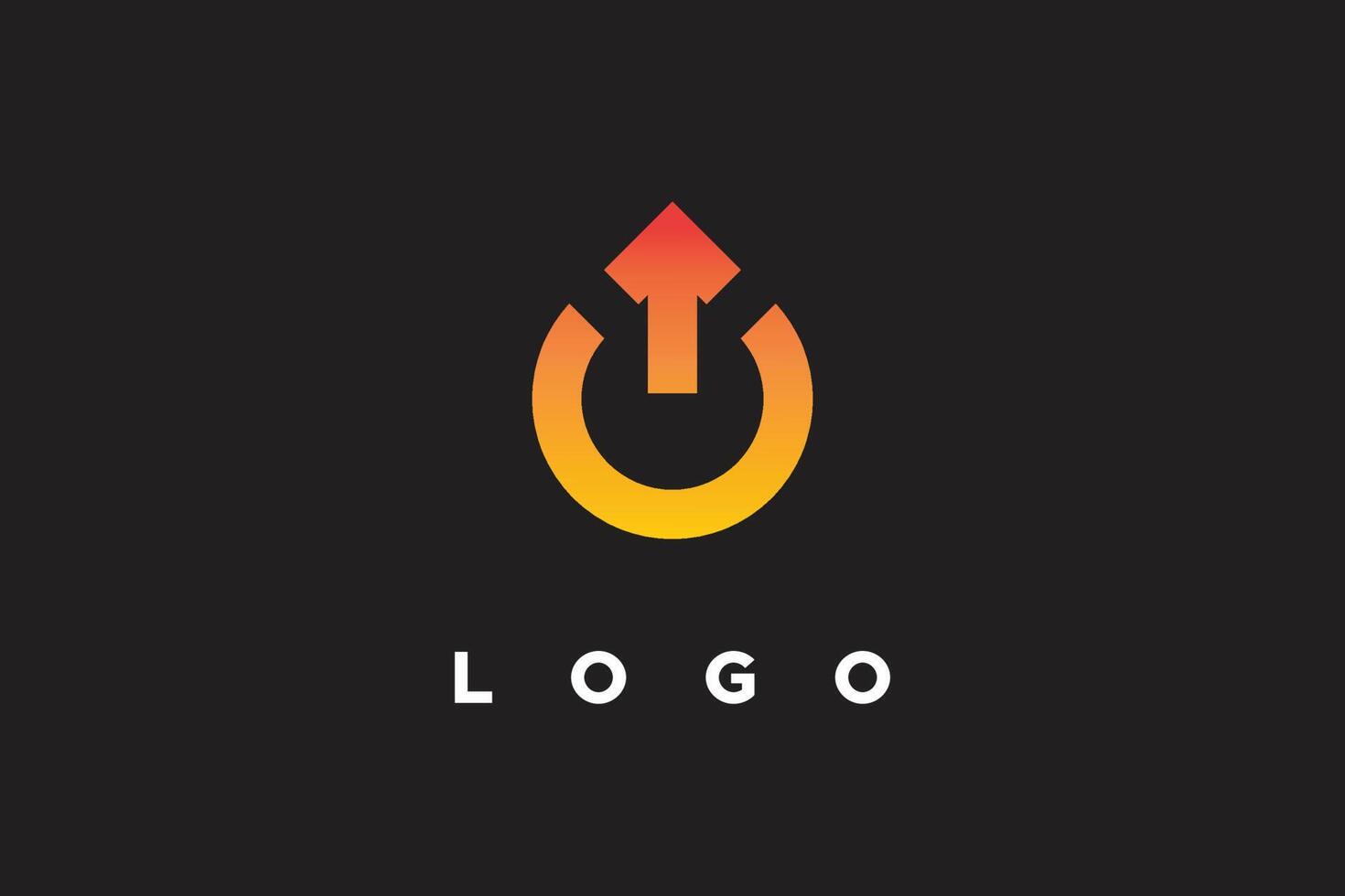A logo with an arrow and a fire on it vector