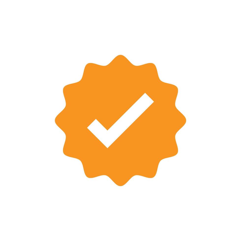A check mark on an orange badge vector
