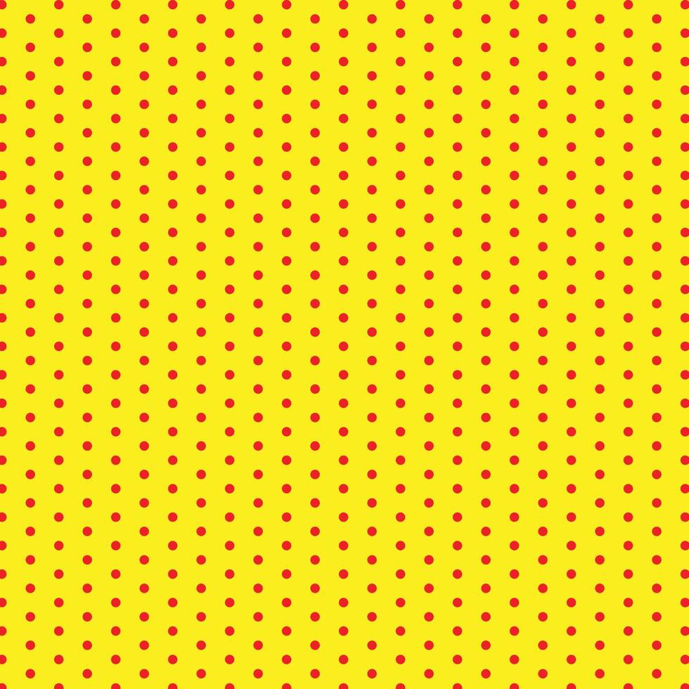 Yellow polka dot background with red dots vector