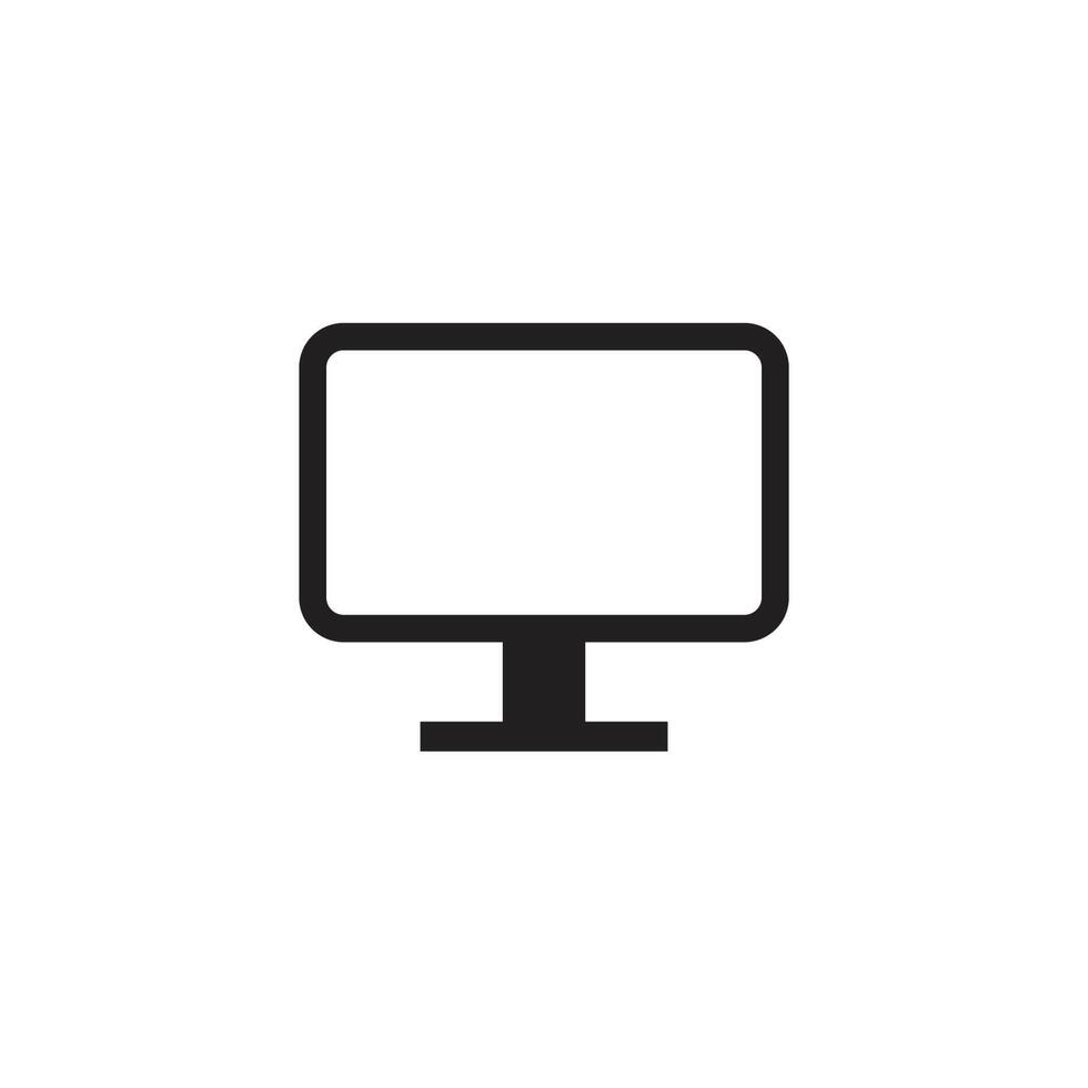 A black and white computer monitor icon on a white background vector