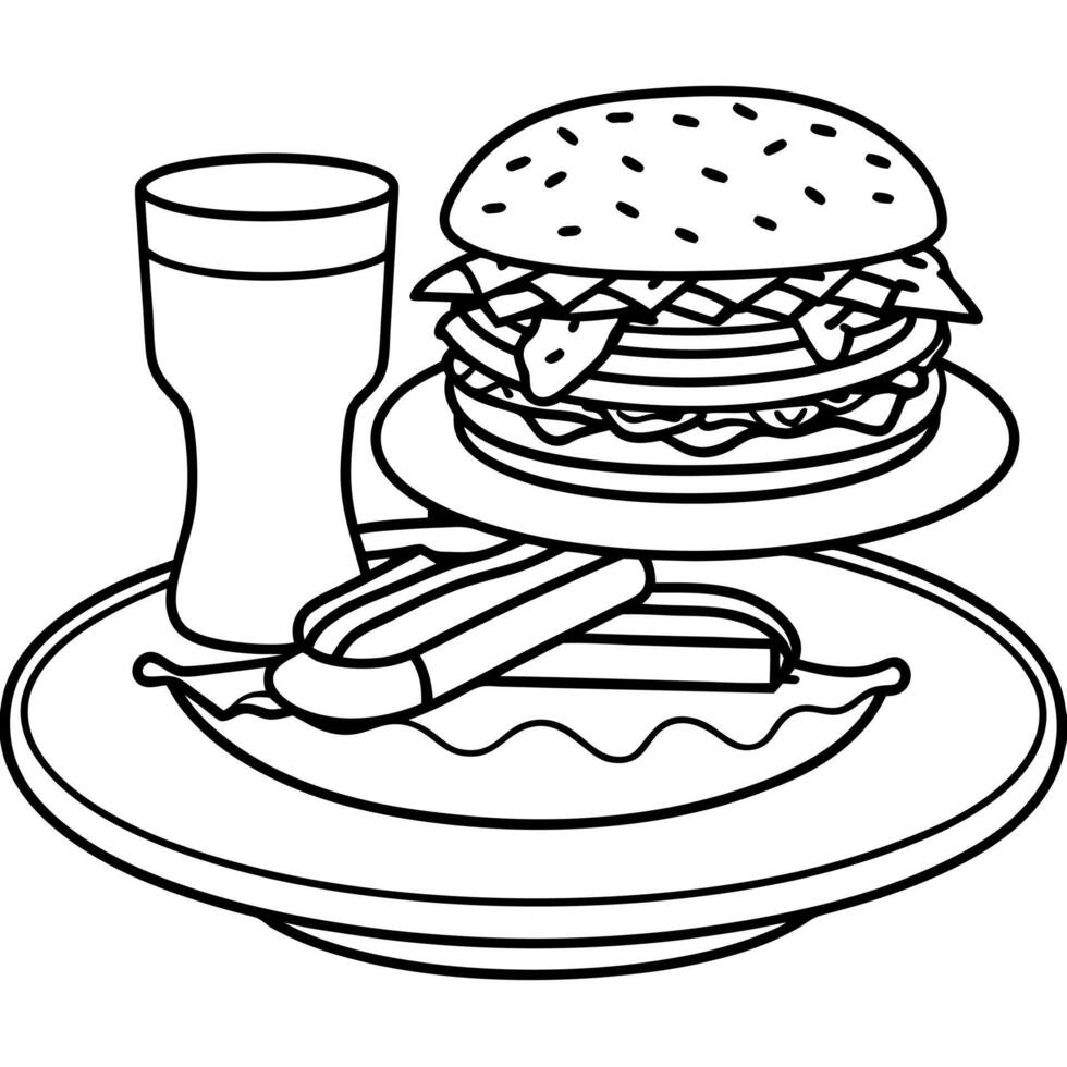 Delicious cheeseburger with crispy bacon being served on table vector