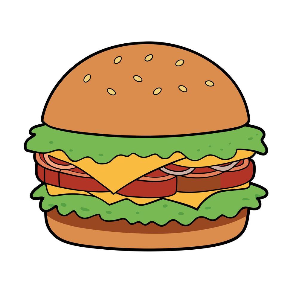 Homemade bacon burger with lettuce and cheddar homemade vector