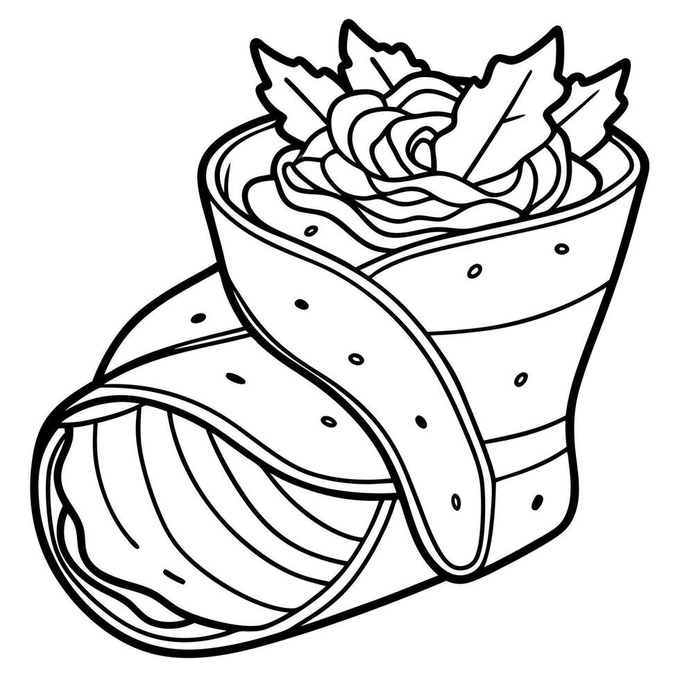 Homestyle chicken and bacon wrap on a rustic wood table vector