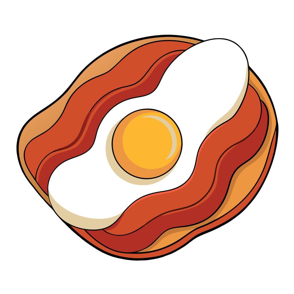 Fried egg with bacon isolated on transparent background vector
