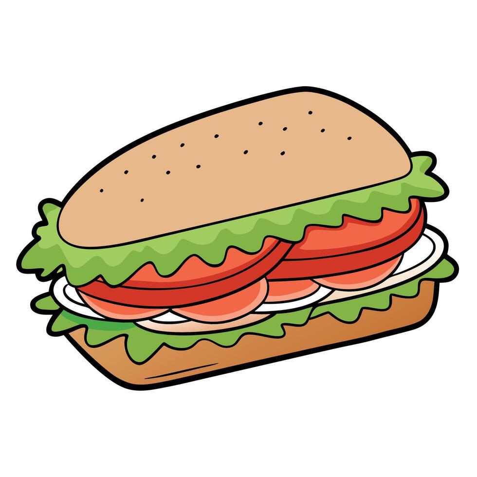 A delicious and hearty turkey and bacon sandwich with lettuce. tomato and mayonnaise. vector