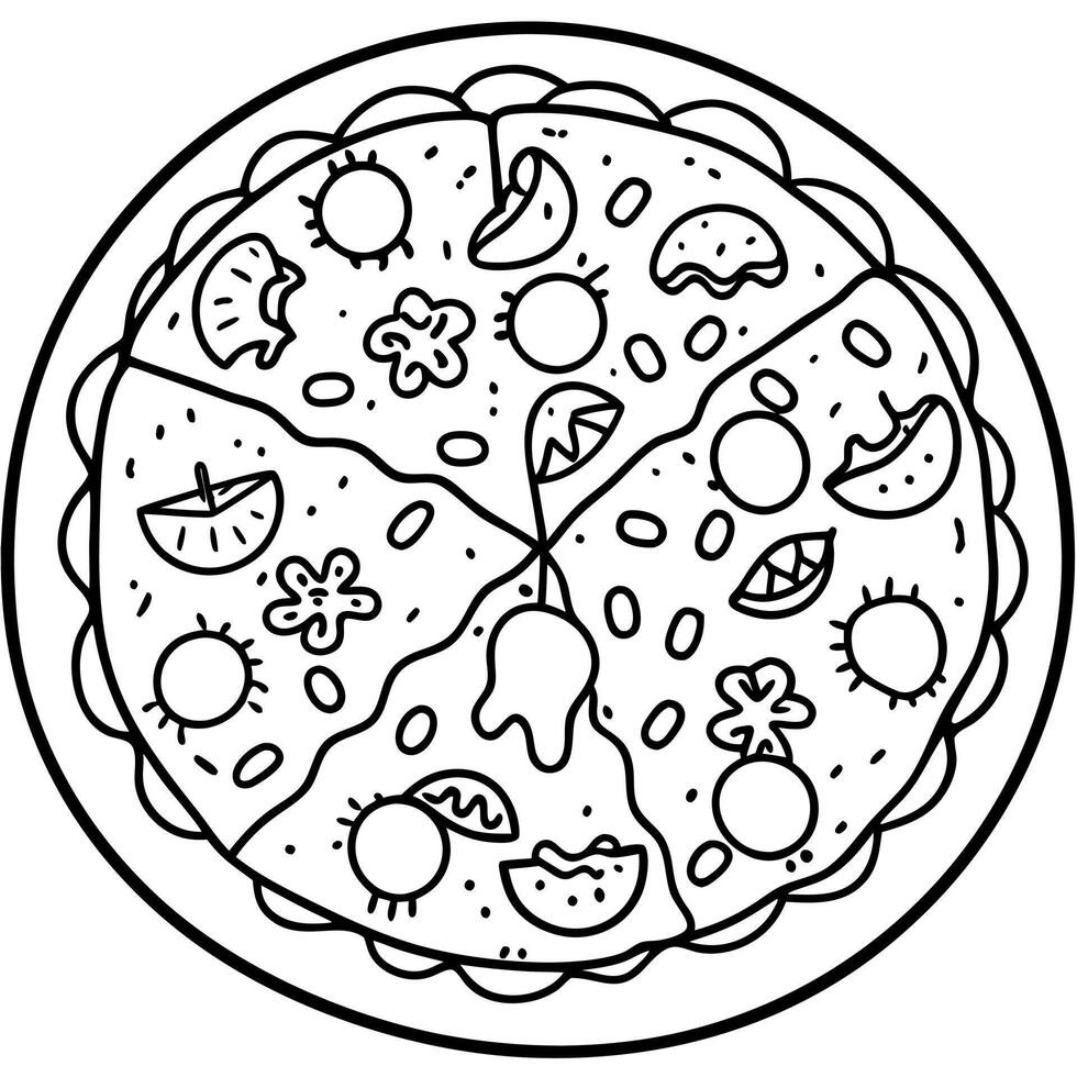 Im full made of toping on a pizza. image. no background vector