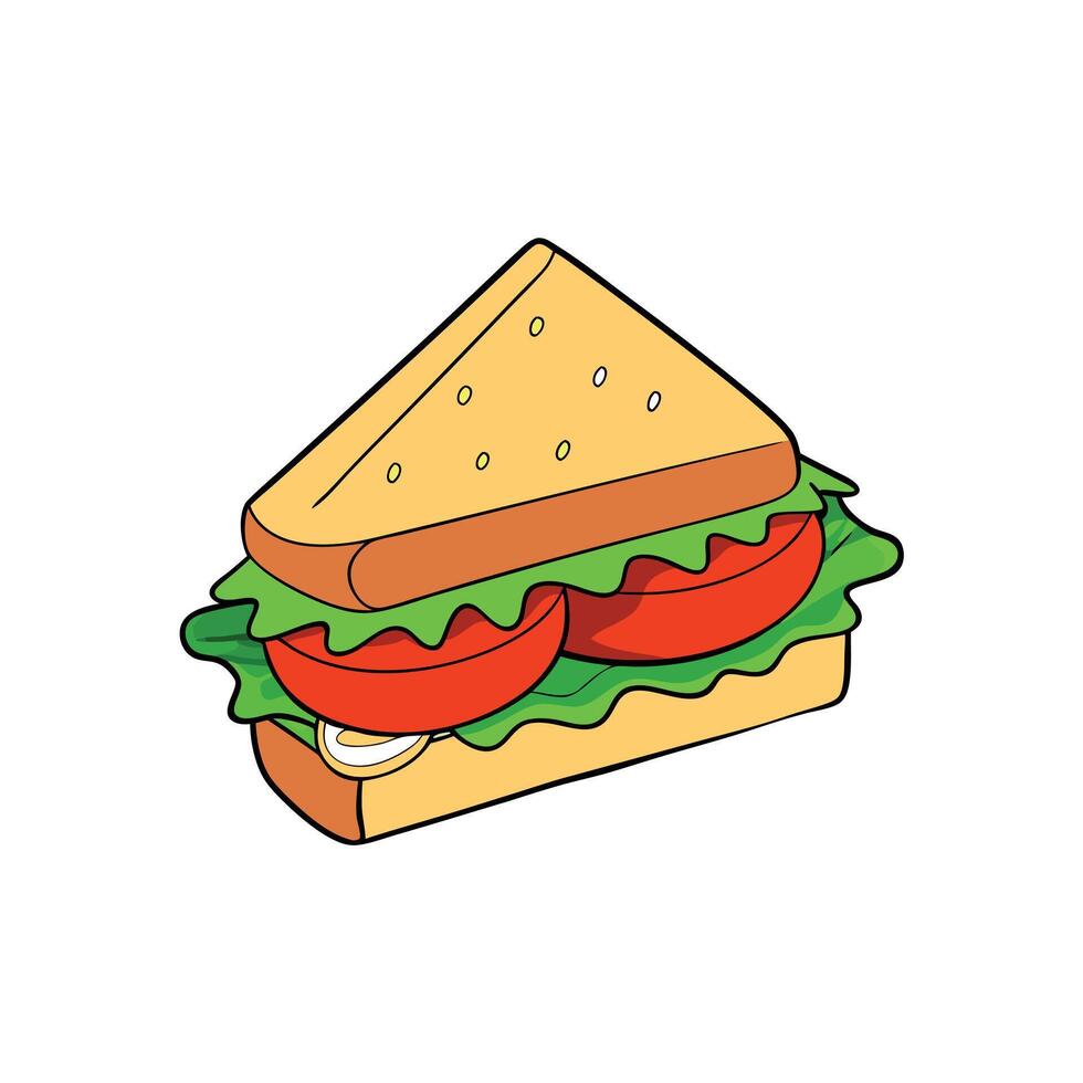 Cheese. Tomato. and Lettuce Sandwich on White Background vector