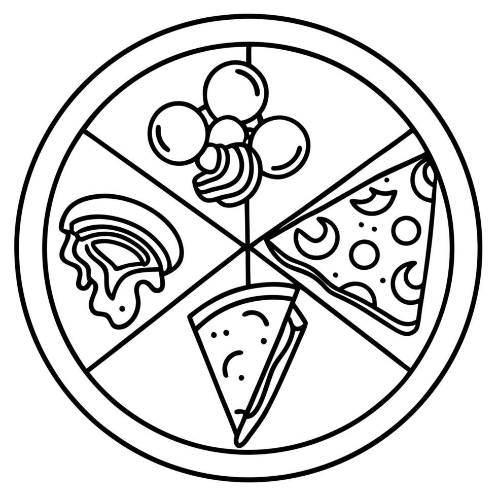 Close up slices of pizza with bacon chicken mushrooms and onion rings Vertical format vector